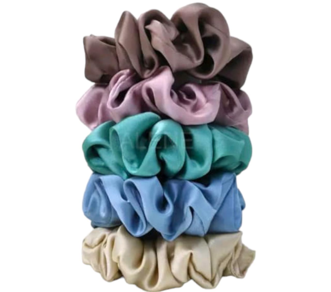 Classy Women Multicolor Silk Scrunchies Pack of Five 